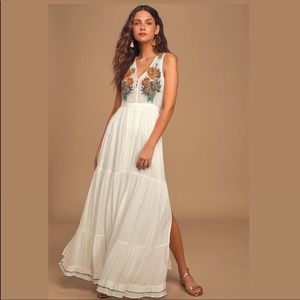 Lulus Tickets To Paradise White Embroidered Maxi Dress